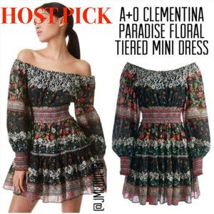 Alice + Olivia Clementina Paradise Floral Tiered Mini Dress